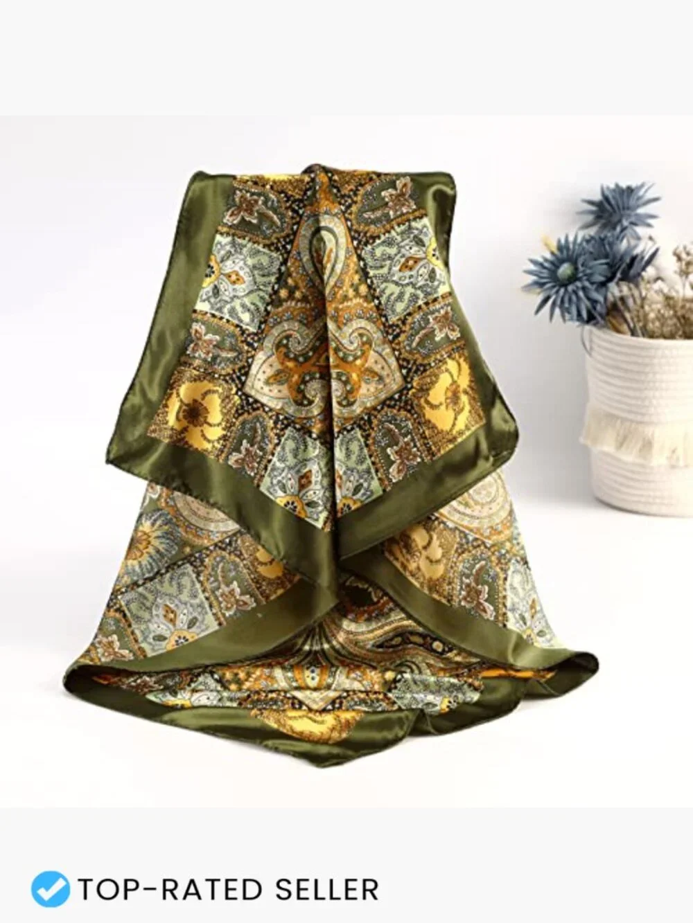 Large Satin Silk Scarf - Women's Hair Bandana Head Wrap Square Scarf